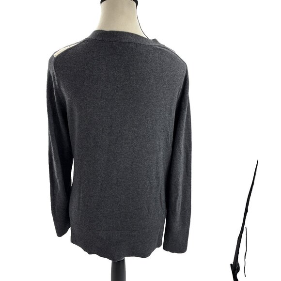 Banana Republic Womens Size M Cardigan Sweater Gray Beige Argyle Knit Button - Picture 5 of 8